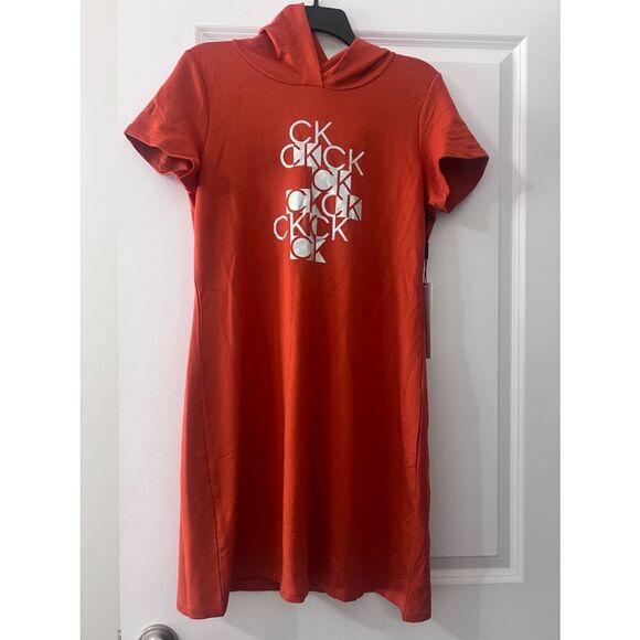 Calvin Klein Dresses & Skirts - Women’s Calvin Klein hoodie shirt Dress burnt orange NWT M